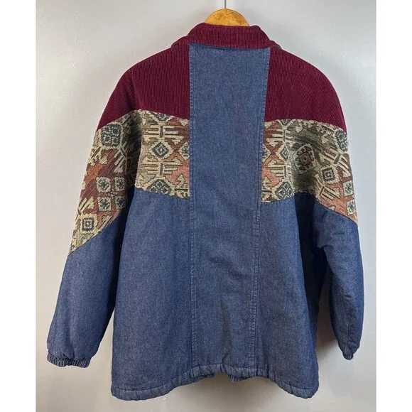 Vintage 90's Womens Denim Tapestry Jacket Size XL - Picture 3 of 5